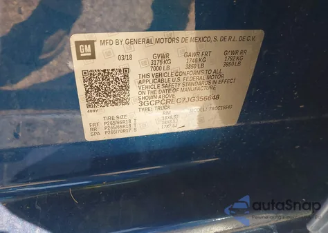 2018 Chevrolet Silverado 1Lt z USA, uszkodzony, nr VIN 3GCPCREC7JG356648